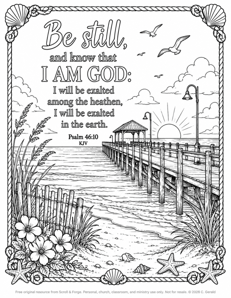 Be Still Panhandle Pier Christian Coloring&nbsp;Page