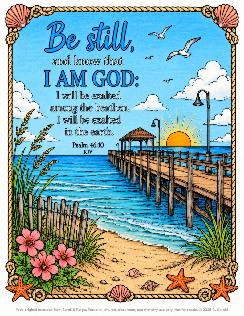Be Still Panhandle Pier Christian Coloring&nbsp;Page