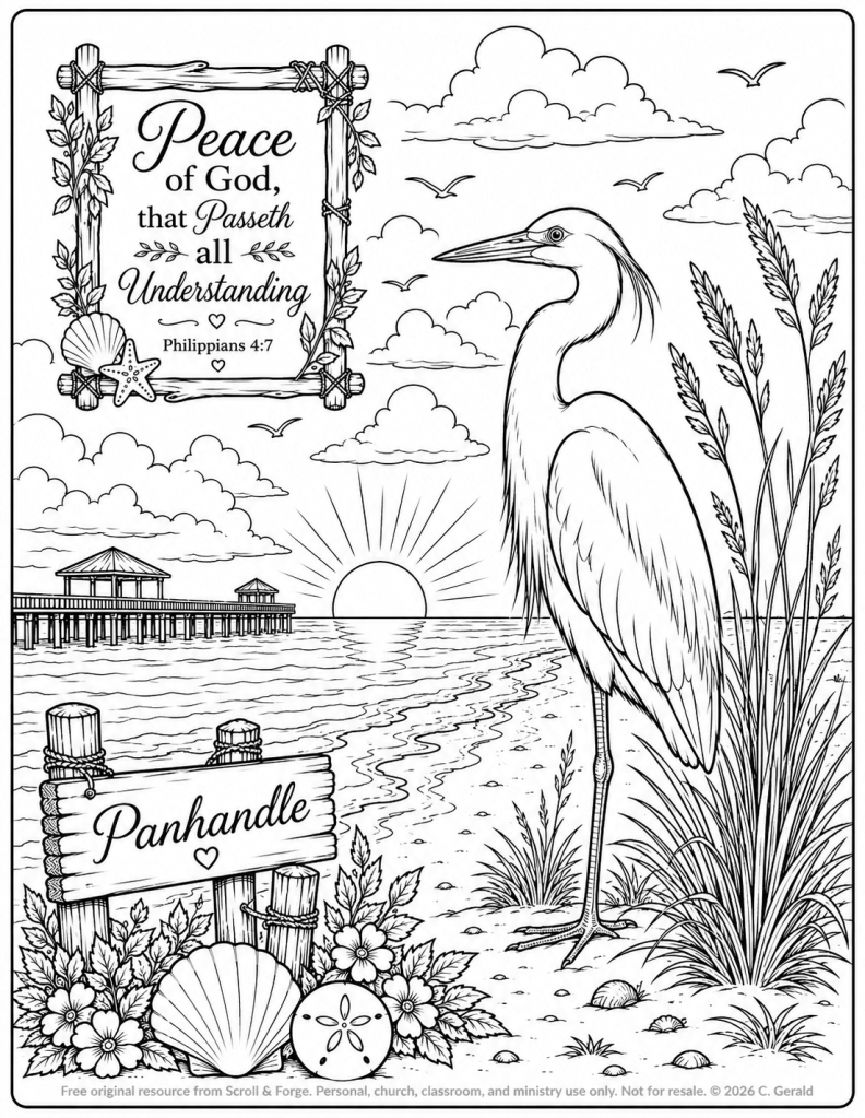 Peace of God Panhandle Egret Coloring&nbsp;Page