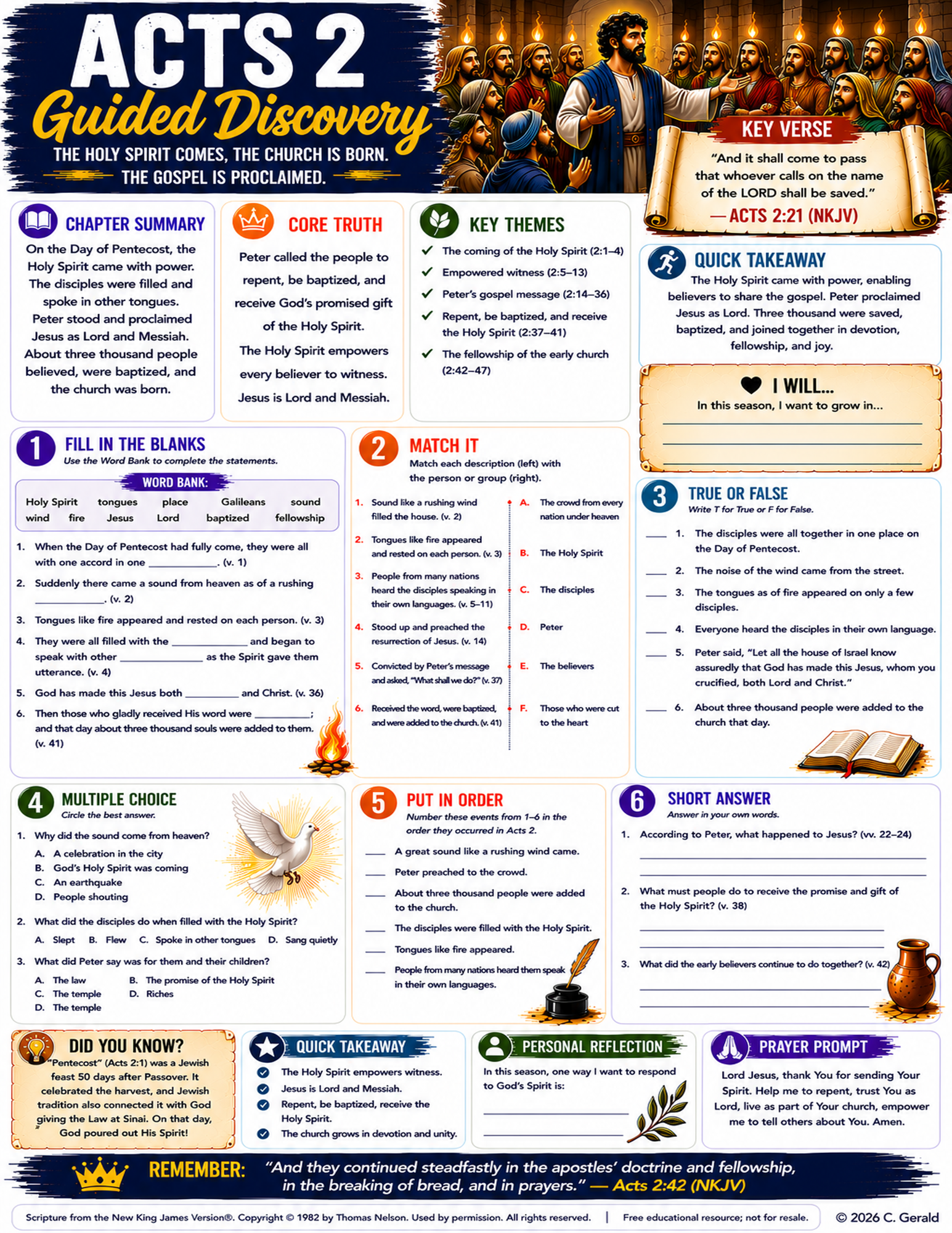 Preview of the Acts 2 Guided Discovery printable worksheet