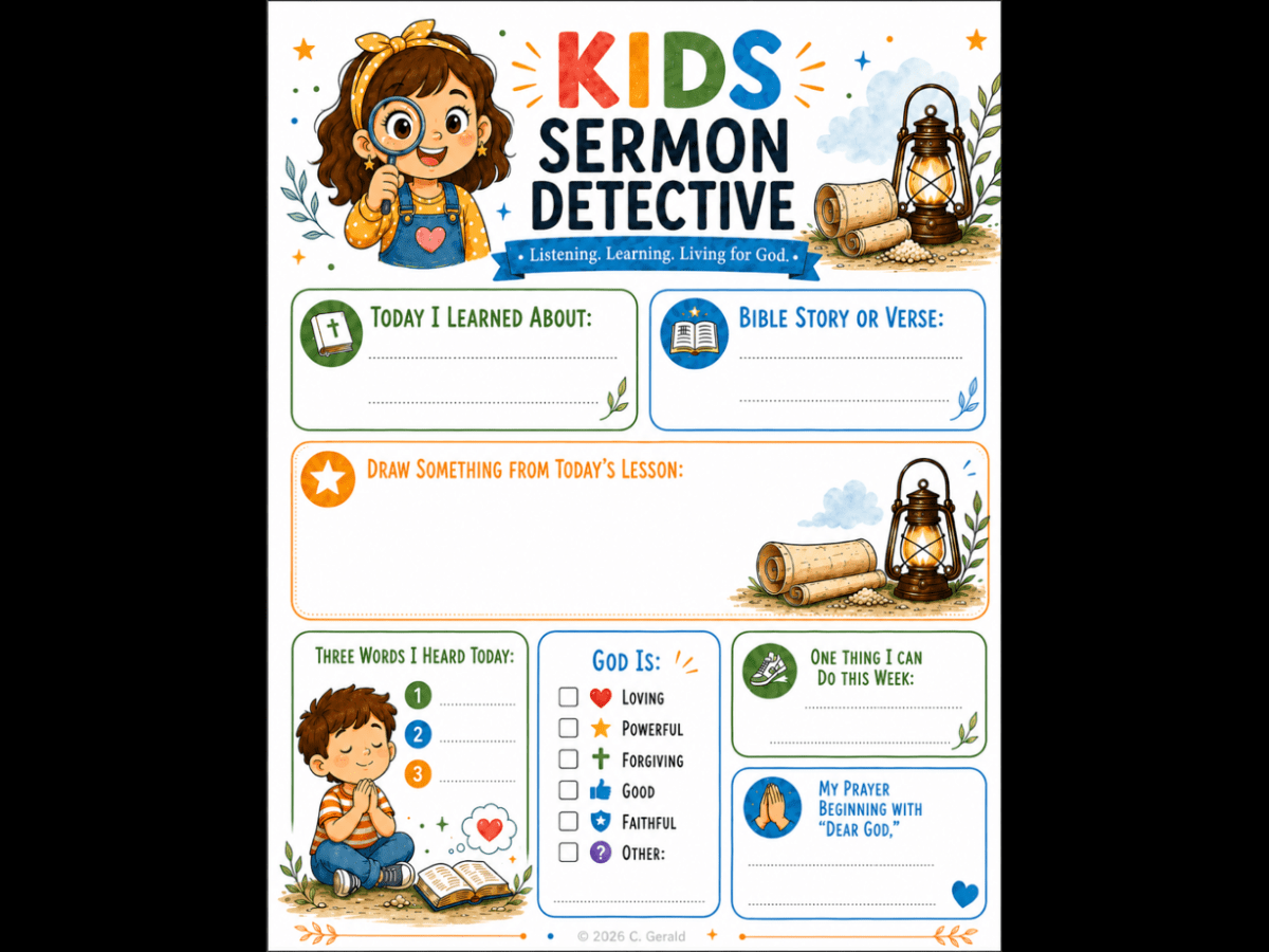 Kids Sermon Detective Printable&nbsp;Template