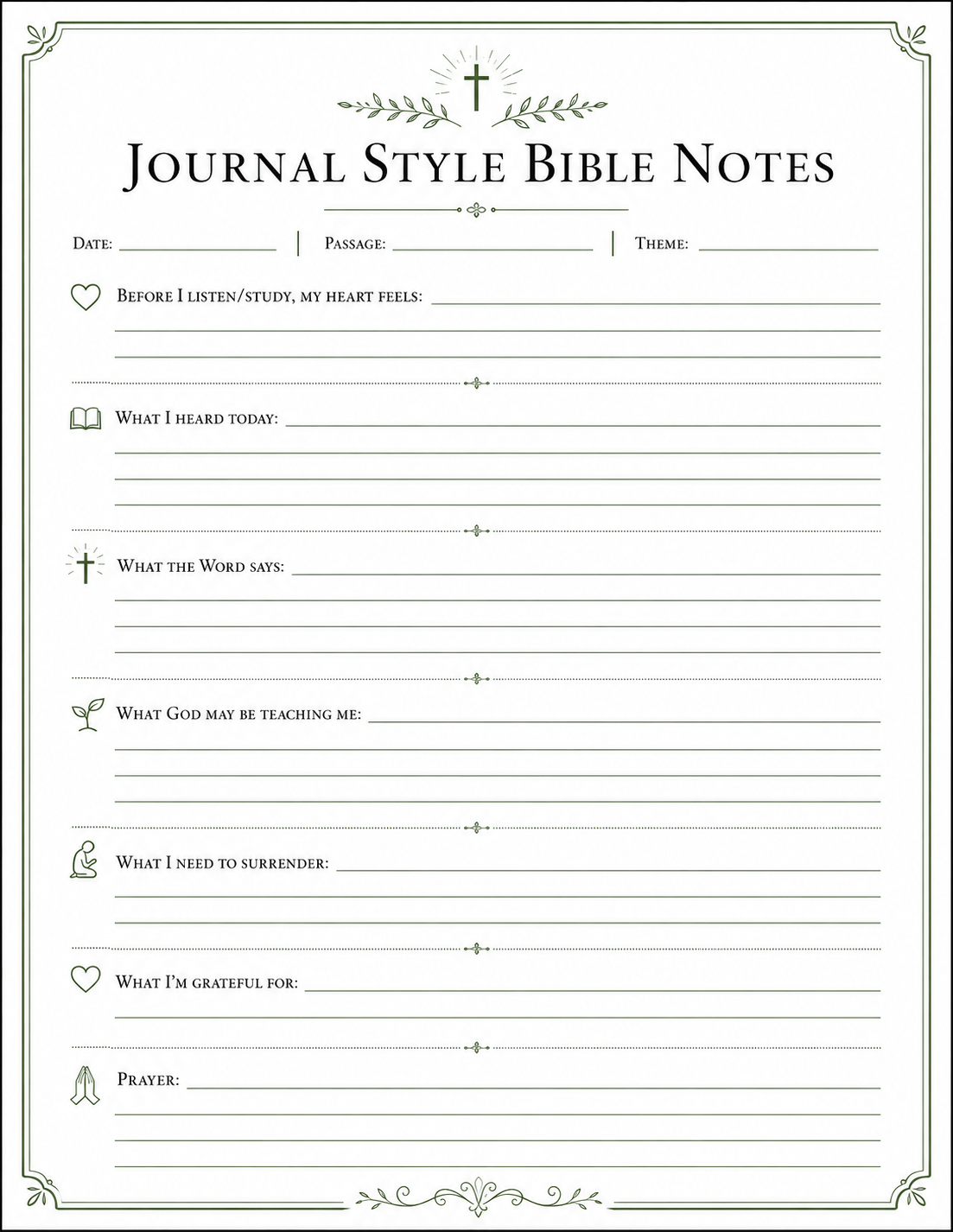 Journal Style Bible Notes&nbsp;Template