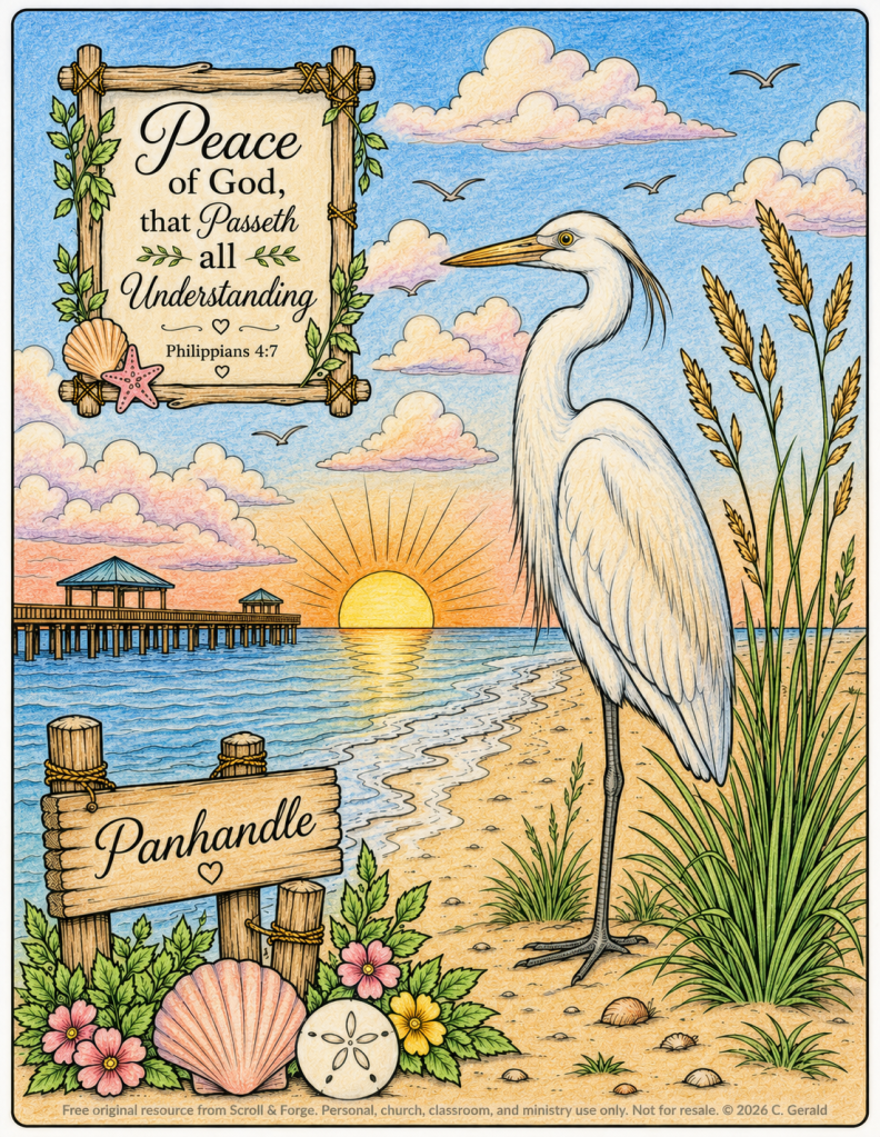 Peace of God Panhandle Egret Coloring&nbsp;Page